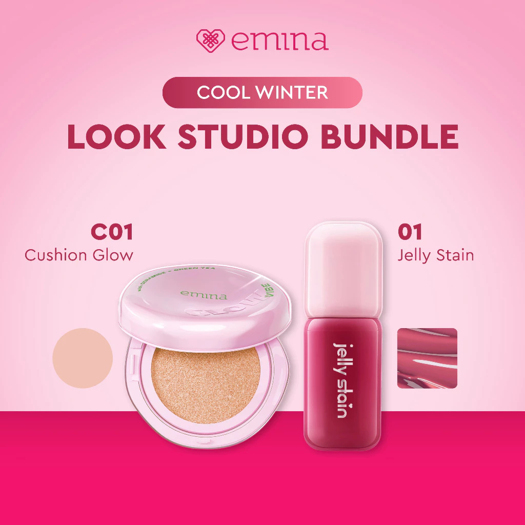 Emina Paket Glow & Matte 3in1 Skincare Cushion SPF 50 PA++++ 13 G + Jelly Stain | Flawless Lightweig