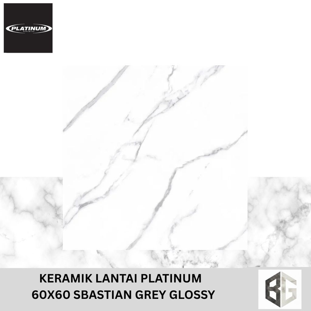 KERAMIK LANTAI PLATINUM Sbastian Grey Glossy 60x60