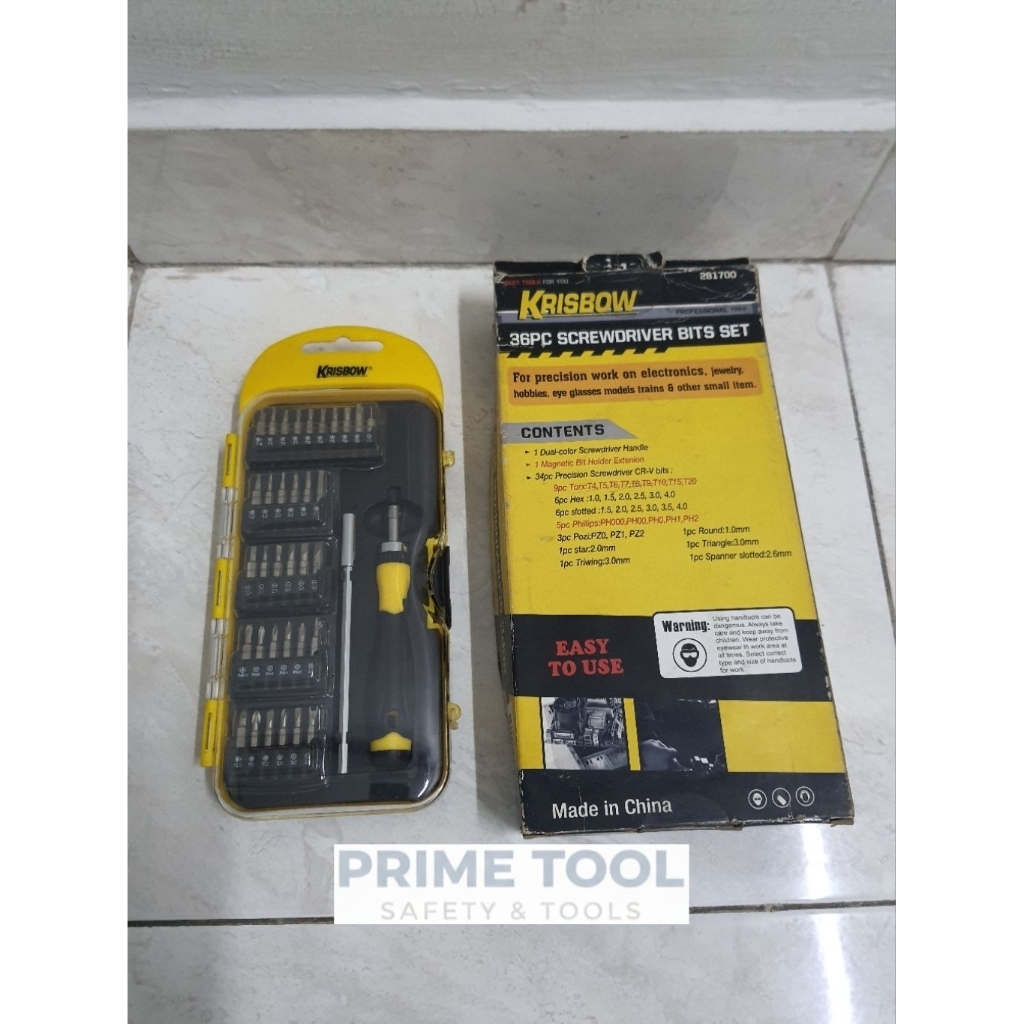 CUCI GUDANG  KRISBOW Mata Obeng Bintang Kunci L Plus Minus Screwdriver Bit Magnetic Set 36pcs Hex, T