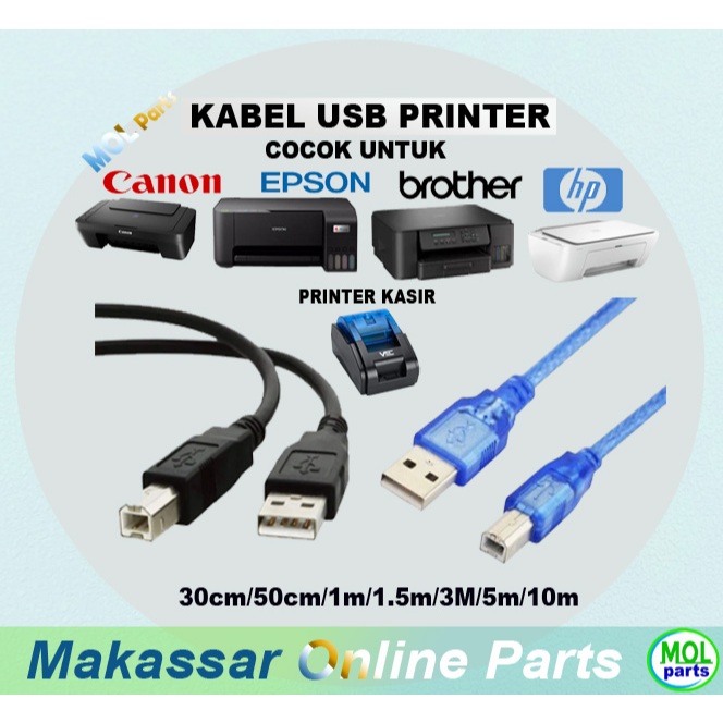 Kabel USB Data Printer Epson Canon HP Brother Printer Thermal Kabel USB A Male 2.0 to USB B Male Pri