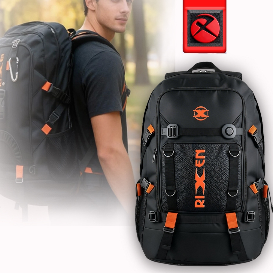 Tas Ranse Pria 60L |  mountain backpack | Polyester Nylon | Praktis Modern Hitam | Mudik & Camping