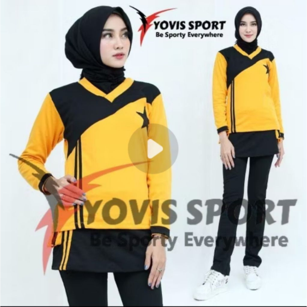 Yovis Sport Stelan Baju Senam Olahraga Wanita Muslimah Jumbo/Baju Senam Aerobik/Stelan training Wani