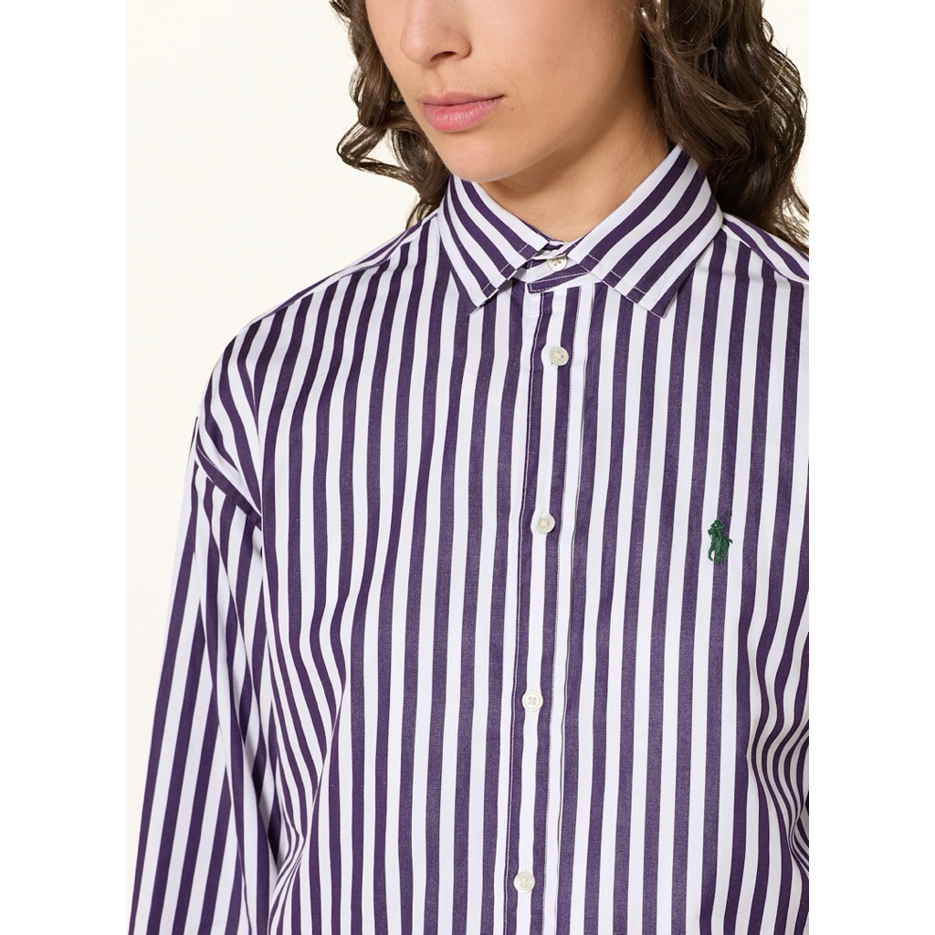 KEMEJA POLO RALPH LAUREN ICON LOGO STRIPE PURPLE AND WHITE