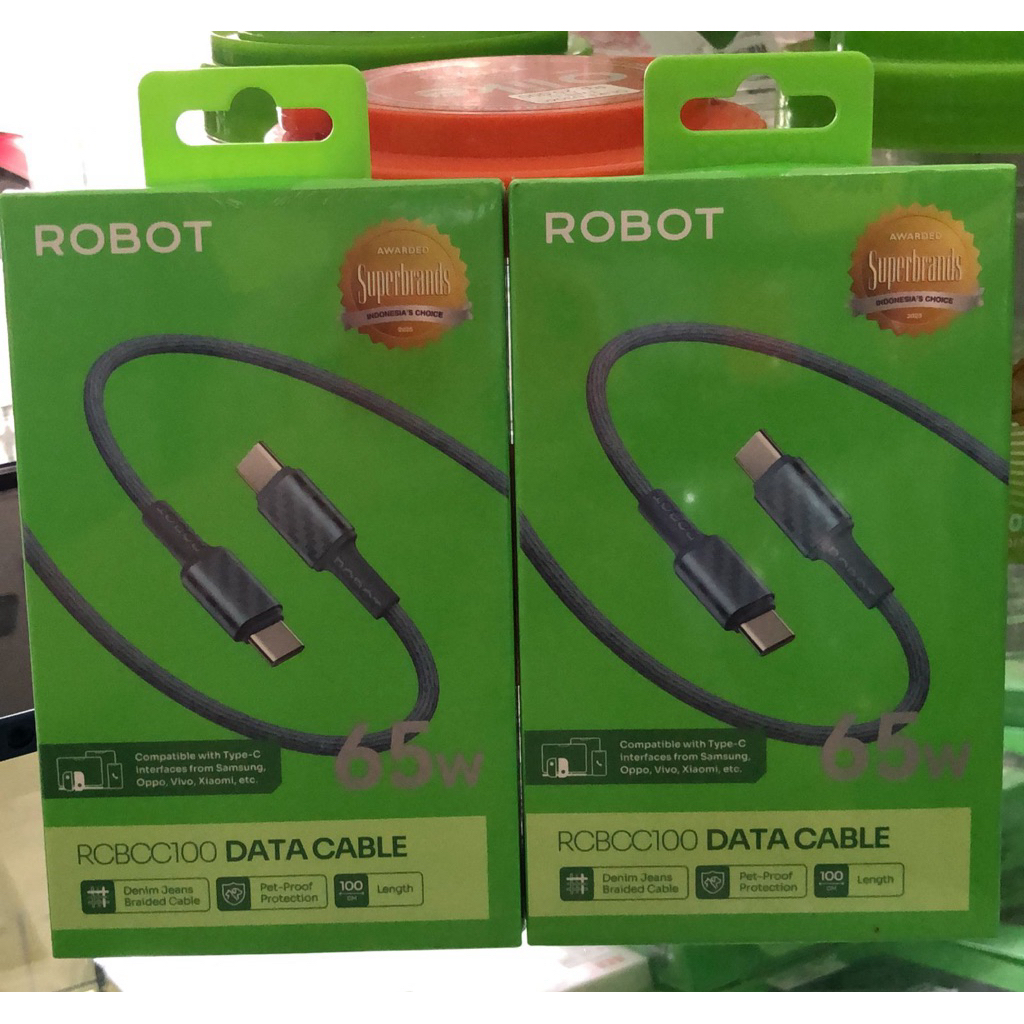 Robot RCBCC100 Data Cable 65W Kabel Data Type C to Type C