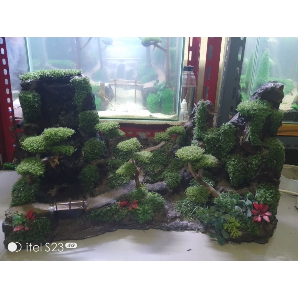 tebing air terjun/ hardscape waterfall untuk akuarium 50.30.30