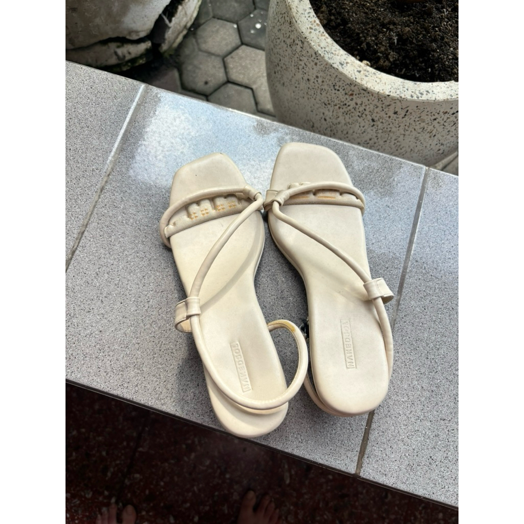 PRELOVED / NAKEDSOL WILLOW BLOCK HEELS - OAT