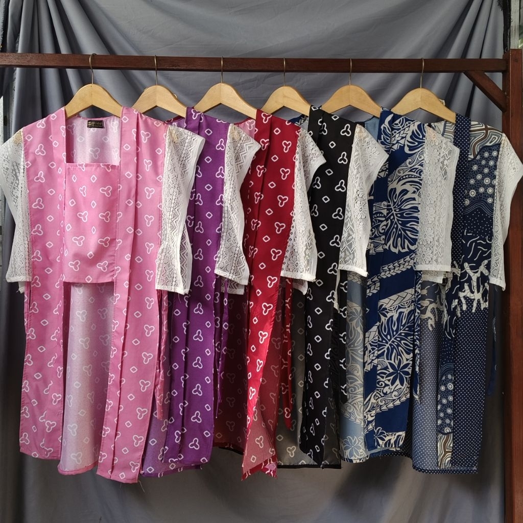 VIVIAN Long Vest Batik Wanita mix Brokat, Outer Rompi Vest Batik Panjang Wanita, Outer kutubaru