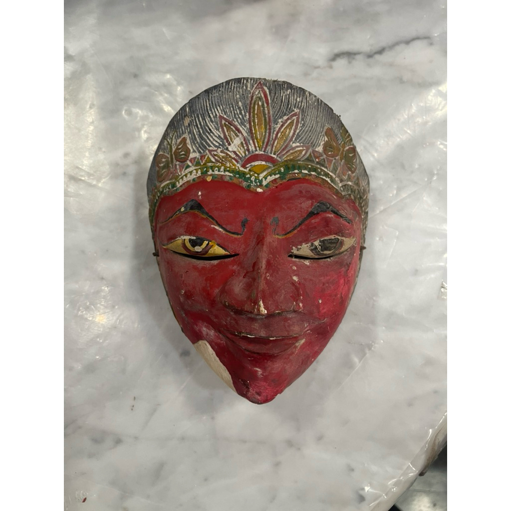 Topeng Panji Jawa Ukir Kayu Gaya Klasik Lawas Jadul Tua