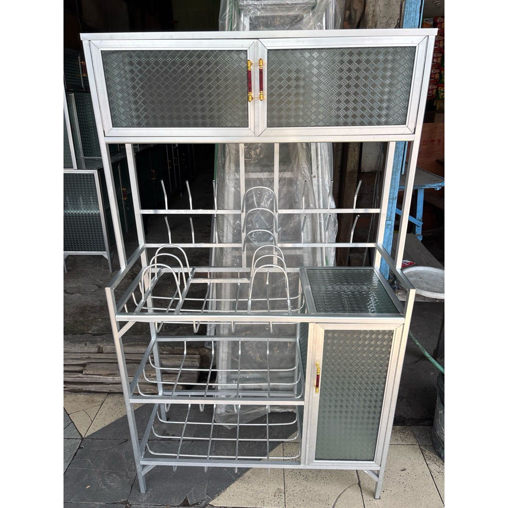 Rak piring box samping aluminium, rak piring murah berkualitas