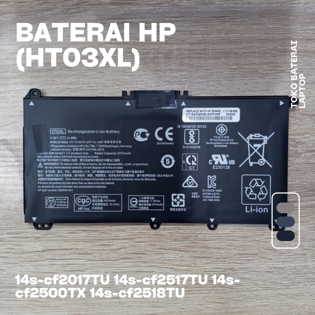 Baterai Batre Batrei Battery Laptop HP 14s-cf2017TU 14s-cf2517TU 14s-cf2500TX 14s-cf2518TU (HT03XL)