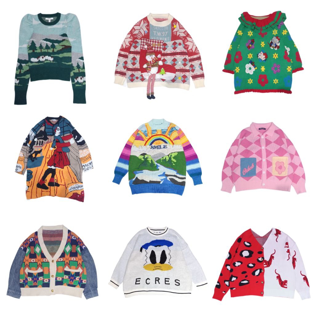(NON COD) Rare premium Cardigan sweater Donald, smile,urban revivo,Snoopy, kenzo, hello Kitty,le pet