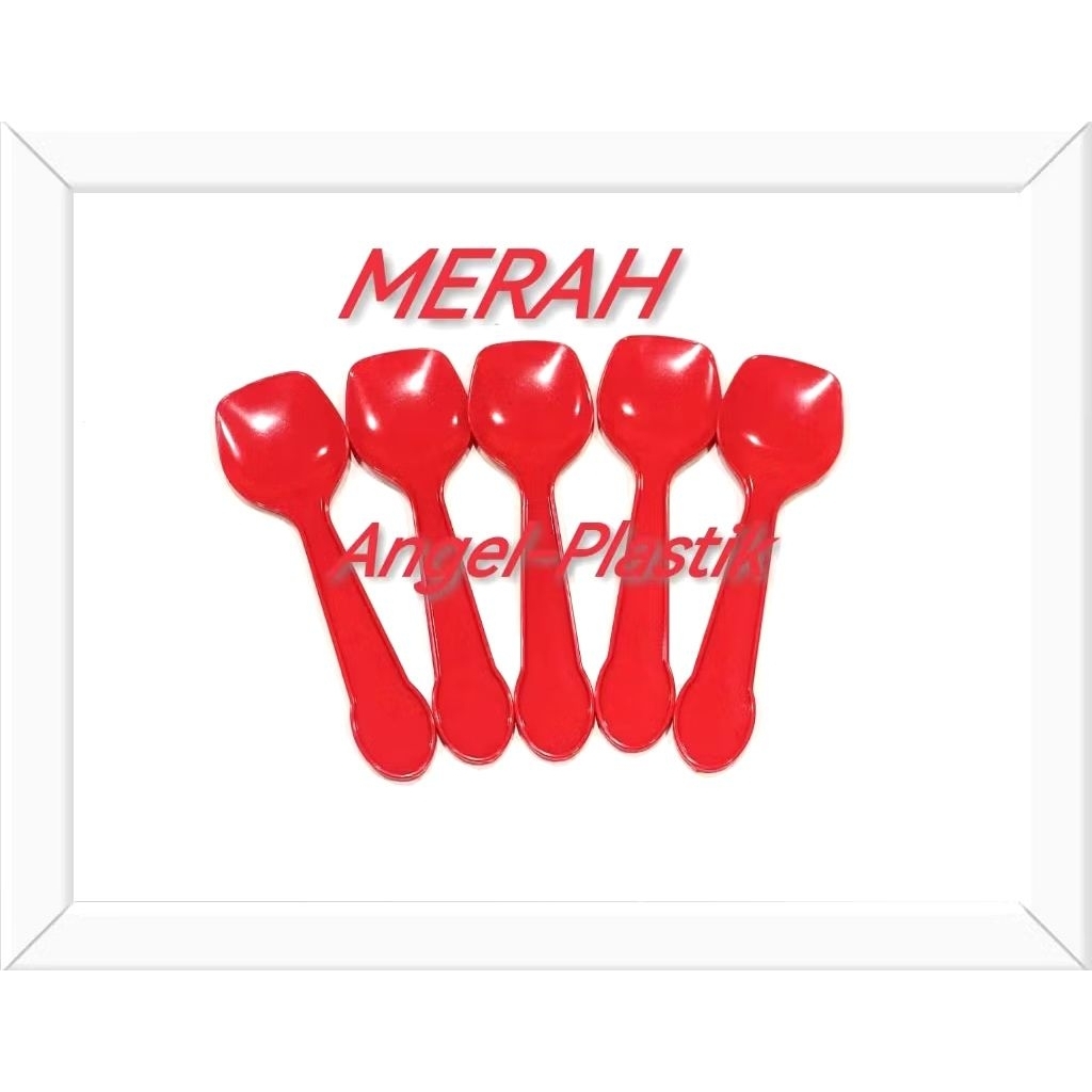 Sendok STB Candi Merah Sendok plastik puding kecil, sendok es cream, sendok jelly isi +-100 pcs