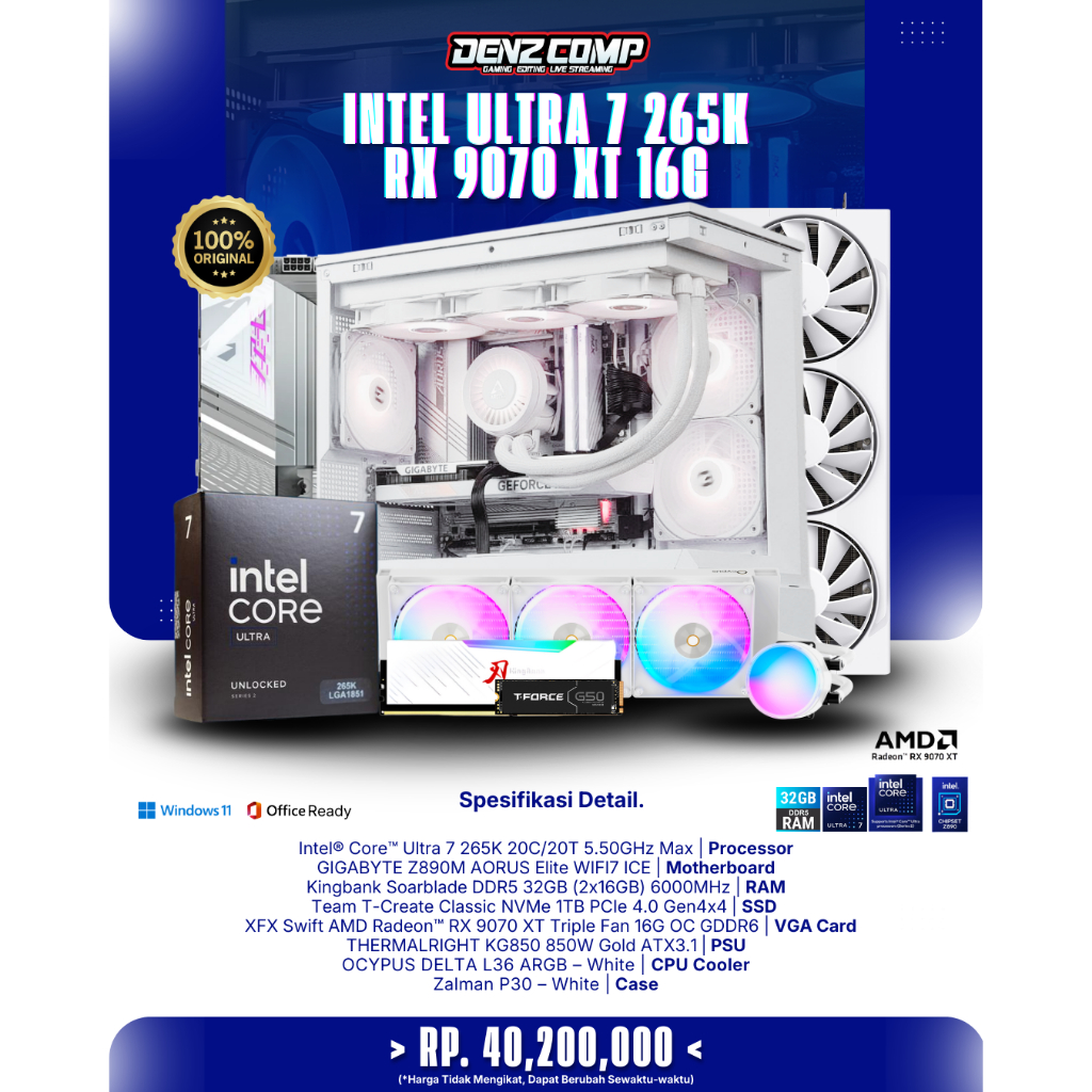PC GAMING DELTA ICE - INTEL CORE ULTRA 7 265K | RX 9070 XT 16G | DDR5 32GB | NVMe 1TB - PC GAMING DE