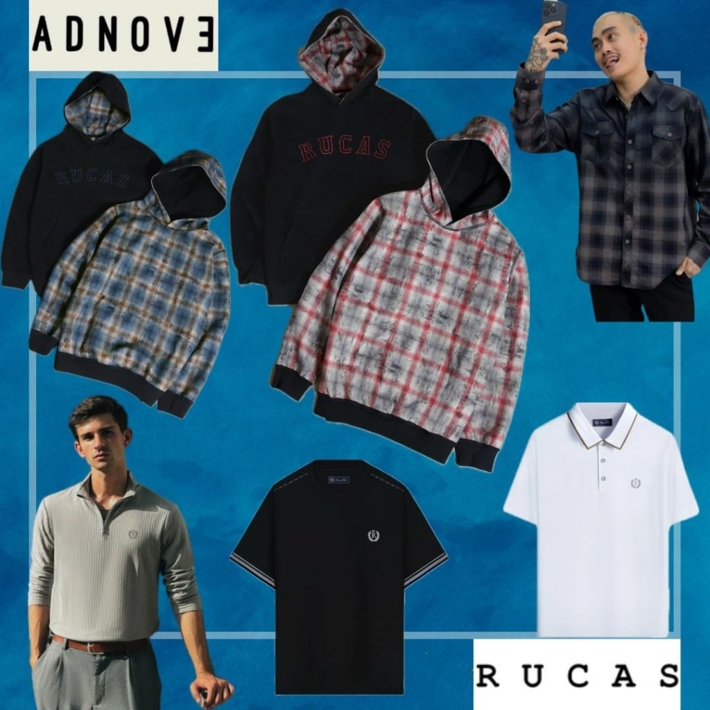 RUCAS Reversible Flannel Blue Flannel Hoodie / TAILOR STITCH RIB T SHIRT / HOODIE ULTRA STITCH / POL