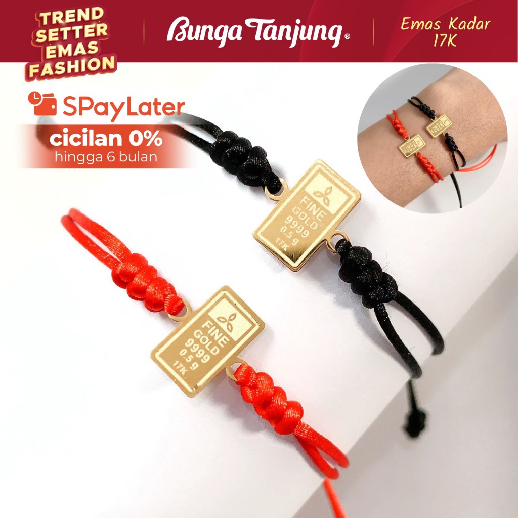 GELANG TALI GOLD BAR - EMAS 17K - BUNGA TANJUNG GOLD