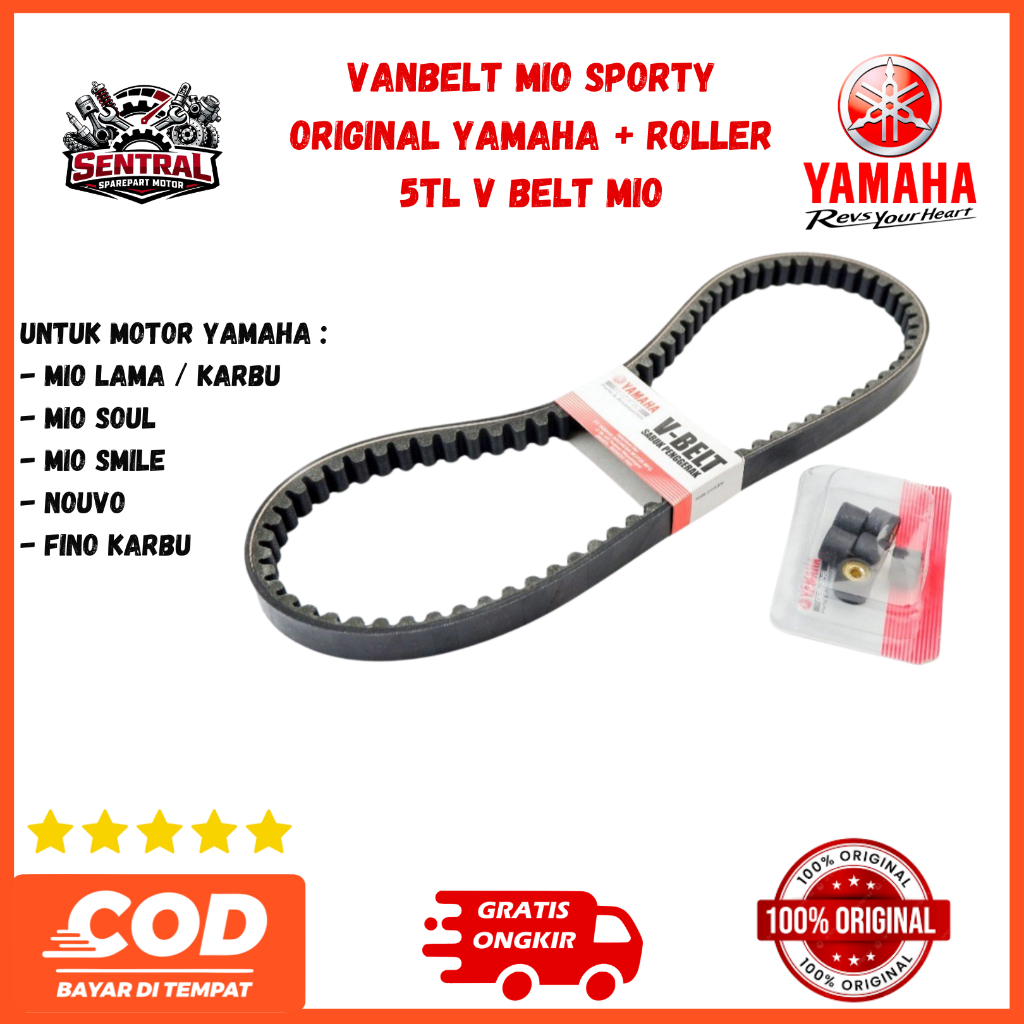 Vanbelt Mio Sporty Original Yamaha Plus Roller 5TL V Belt Mio