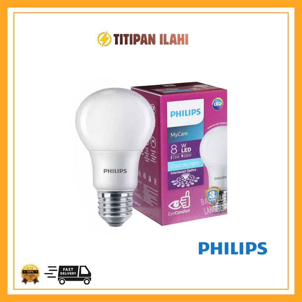 Lampu LED Philips 8 watt Bohlam Putih