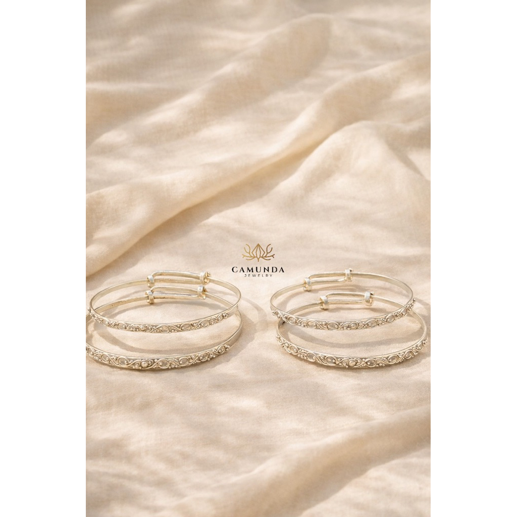 gelang bayi perak motif jejawanan satu set