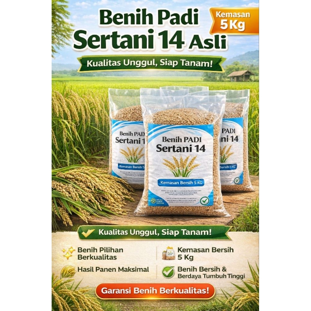 Bibit Padi Sertani 14 5kg – Benih Padi Unggul Siap Tanam