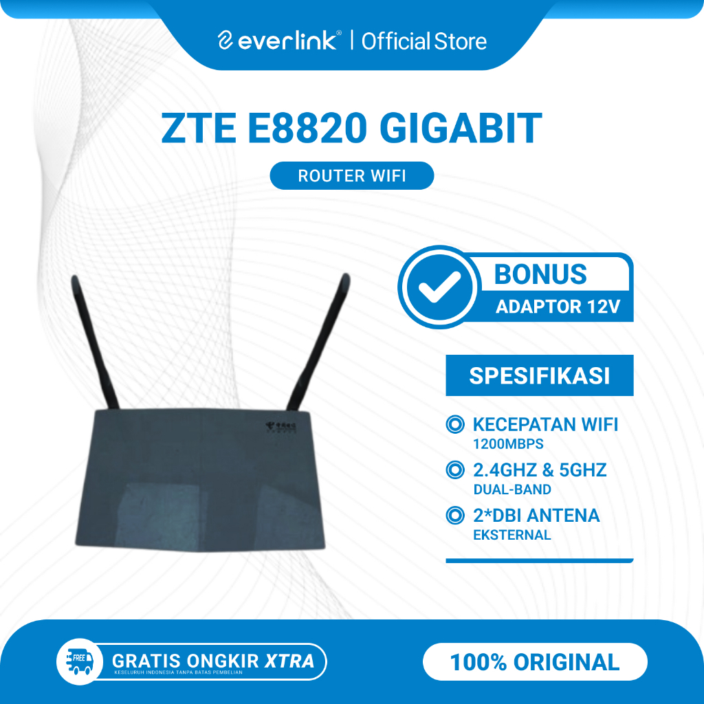 ZTE E8820 Wireless Router WiFi Dual-Band 2.4GHz & 5GHz Dual Antena Bekas Original Bonus Adaptor