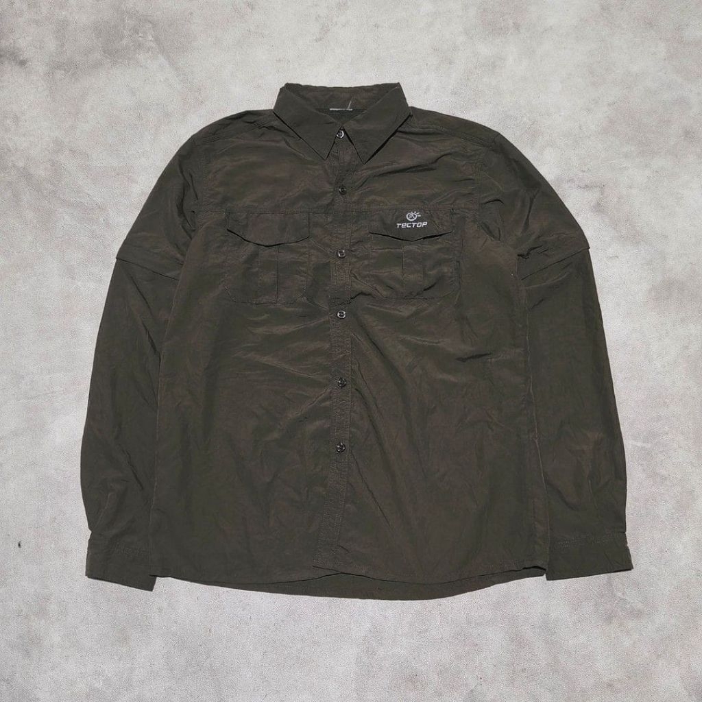 Kemeja pdl lapangan outdoor hiking gunung tectop hijau army