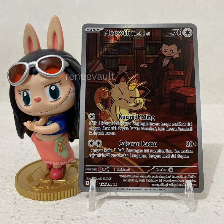 Meowth Tim Roket AR Pokemon TCG Kehadiran Juara 154/138