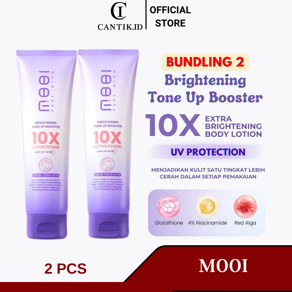 [ISI 2 PCS] MOOI PURE GLOW BRIGHTENING TONE UP BOOSTER BODY LOTION | HB Mooi Mencerahkan kulit