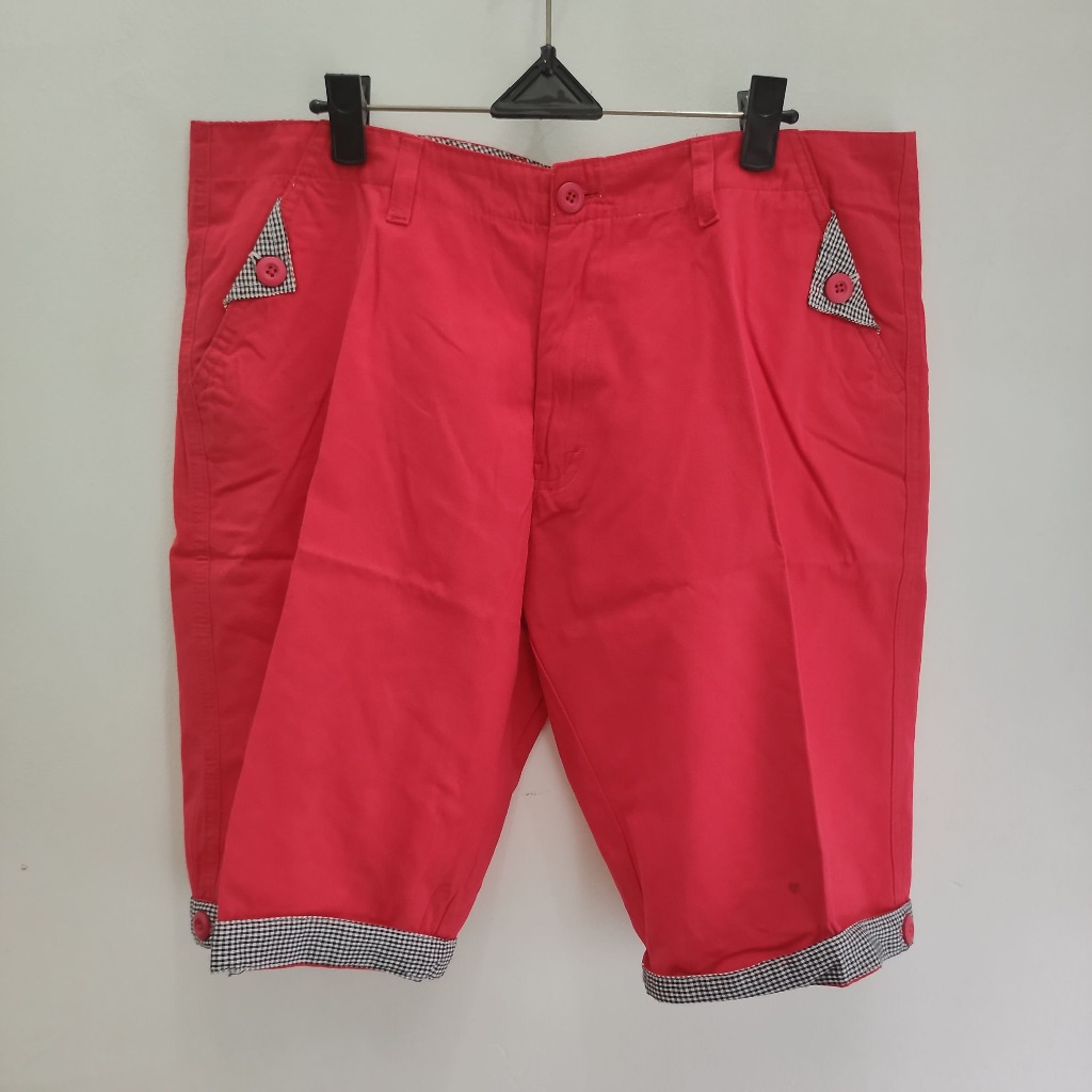 Celana Pendek Fred Perry Red Chili Accent Gingham Pria Size 36 (AVPCS027)
