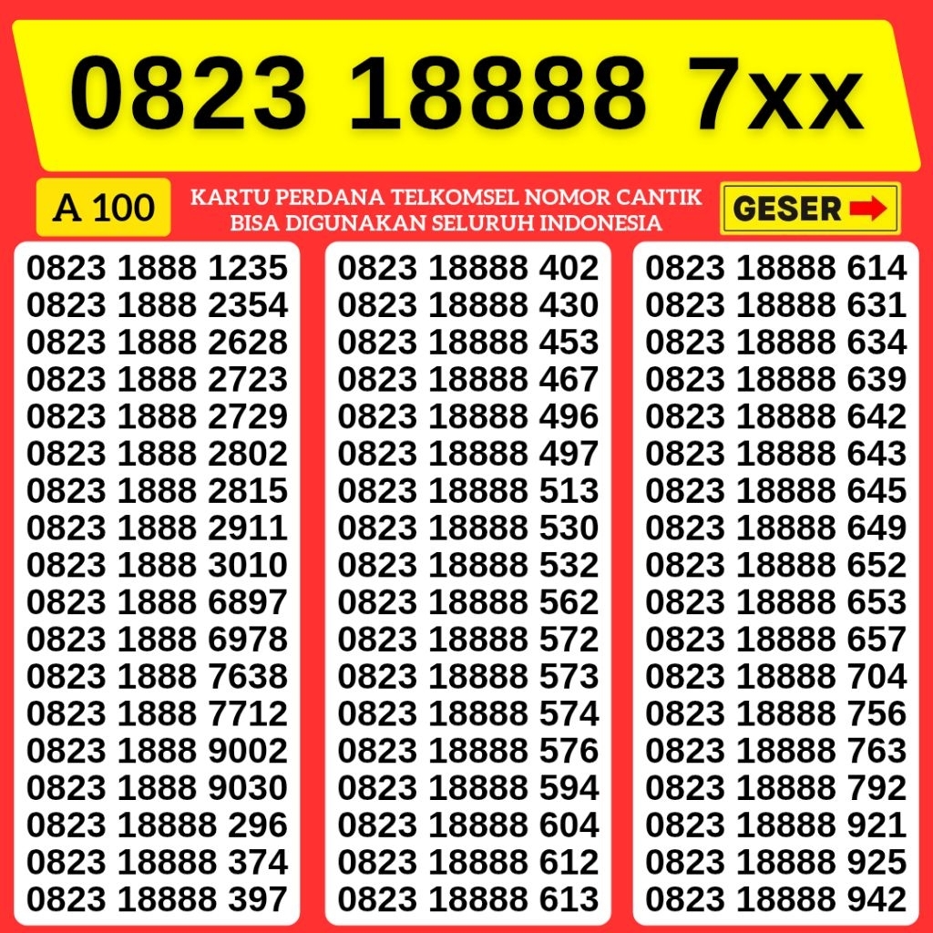 Nomor Cantik Telkomsel Triple Panca 18888 Kartu Perdana Telkomsel Tsel Red Telkomsel 5g Telkomsel 10