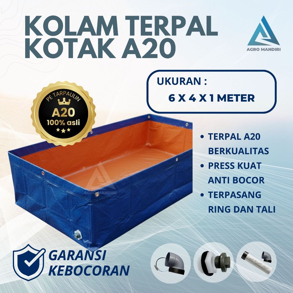 Kolam Terpal Kotak Korea A20 600x400x100 - 6x4x1 Kolam Budidaya Ikan Lele Nila Gurame