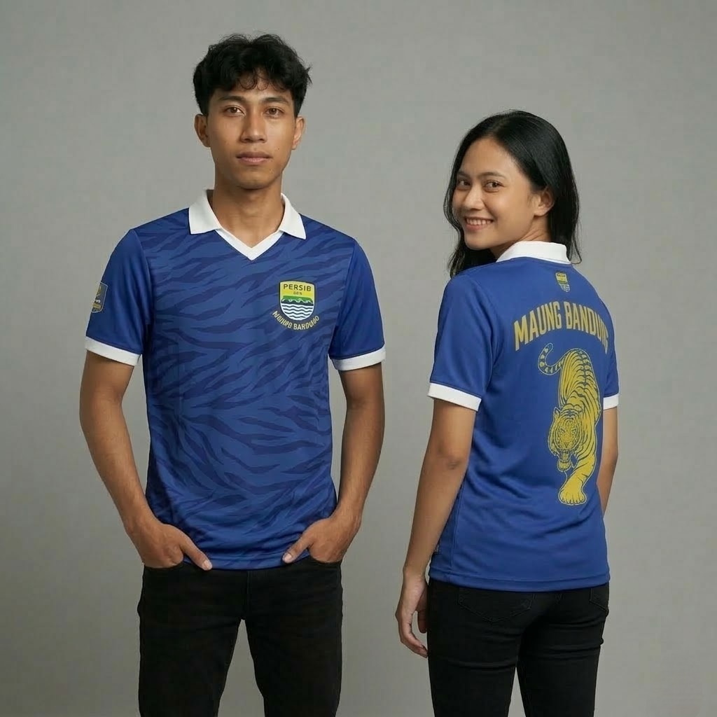 Jersey Suporter Persib Bandung Pria Wanita Kerah Polo Casual Baju Bola Fans Club Maung