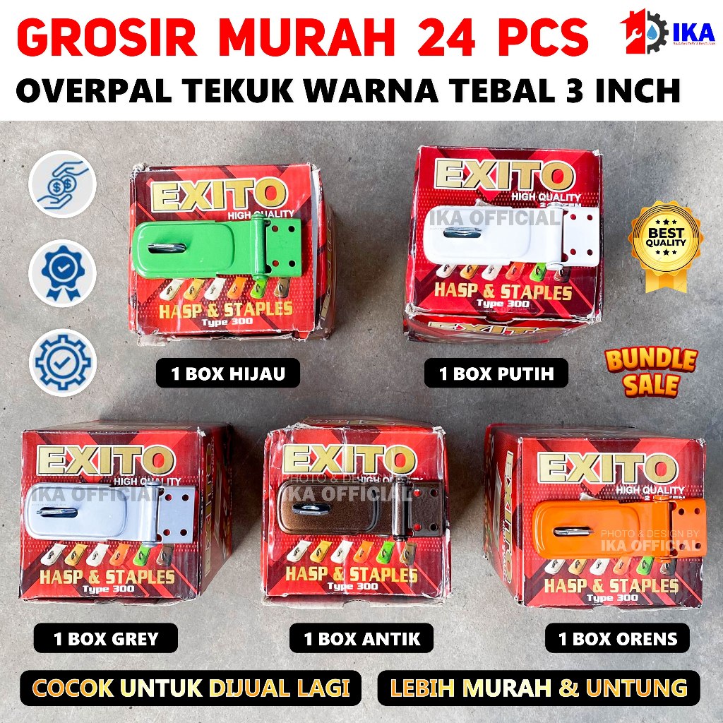 Grosir(24pcs) Overpal Gembok Badak WARNA SKT / Engsel Gembok / Cantelan Gembok WARNA / 1 BOX Isi 24 