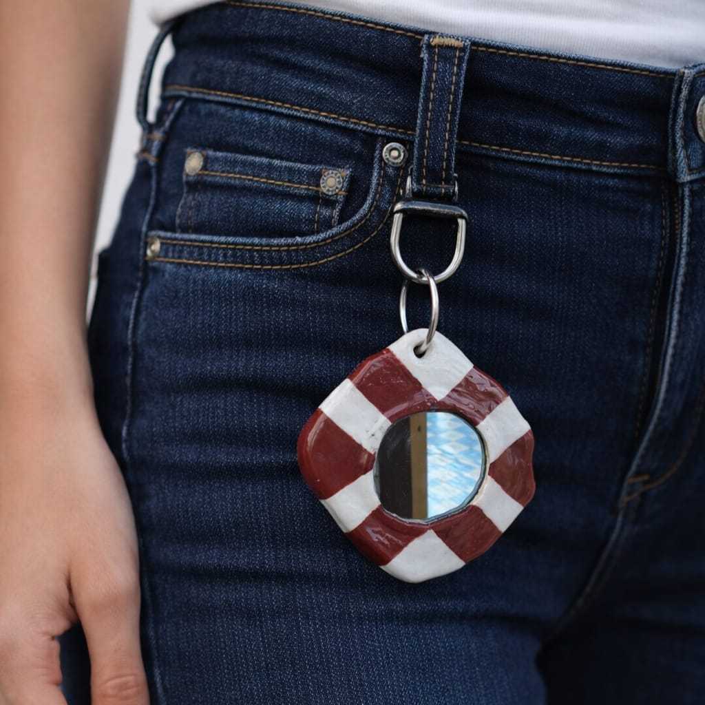 mirror clay | mirror charm | bag charm | keychain | aesthetic handmade mirror charm | kado & hadiah 