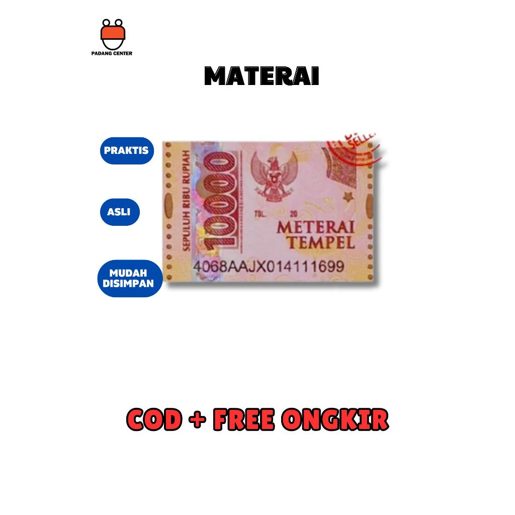 MATERAI 10.000 ASLI POS INDONESIA 1 PCS MATERAI TEMPEL 10RB