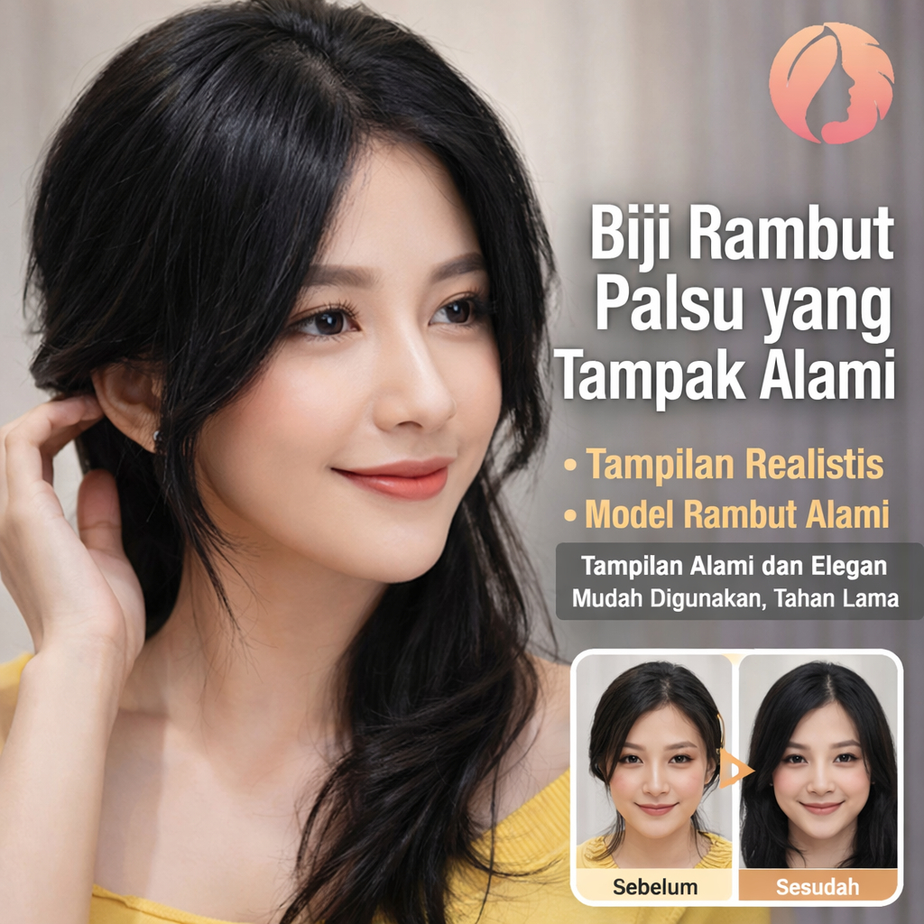 JUELREOU/ Penutup Uban 30cm + Klip Rambut Palsu Tampak Alami / Membentuk Garis Rambut Alami dengan M