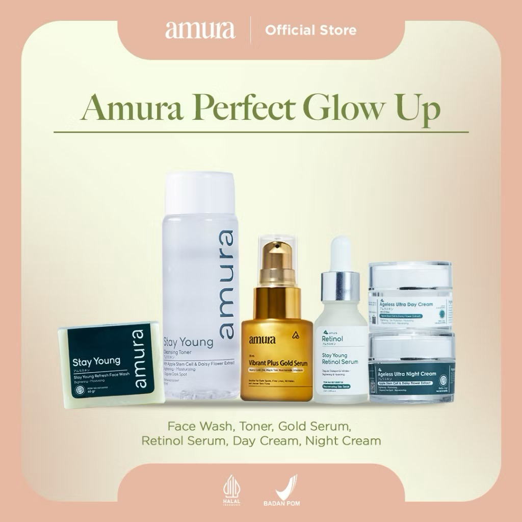 Amura Anti Aging Series Skincare Perfect Glow up Mencerahkan Wajah Menghilangkan flek dan noda hitam