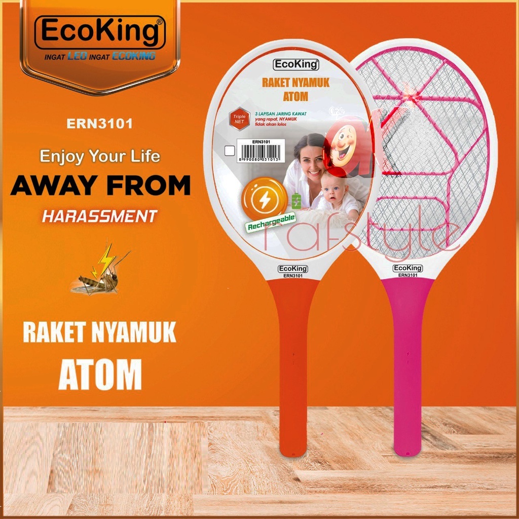 RAKET NYAMUK ERN 3101 ATOM ECOKING