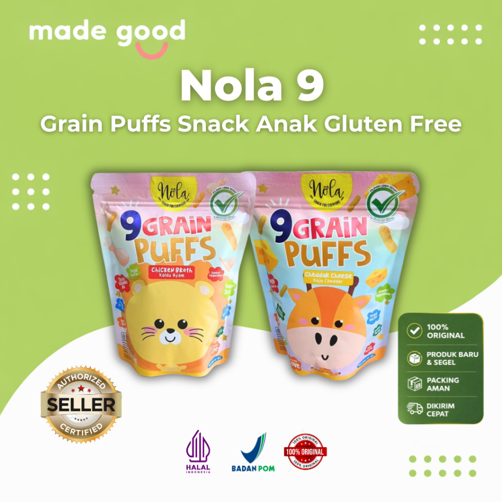 Nola Snack 9 Grain Puffs Chicken Cheese 25g – Snack Anak Sehat Gluten Free
