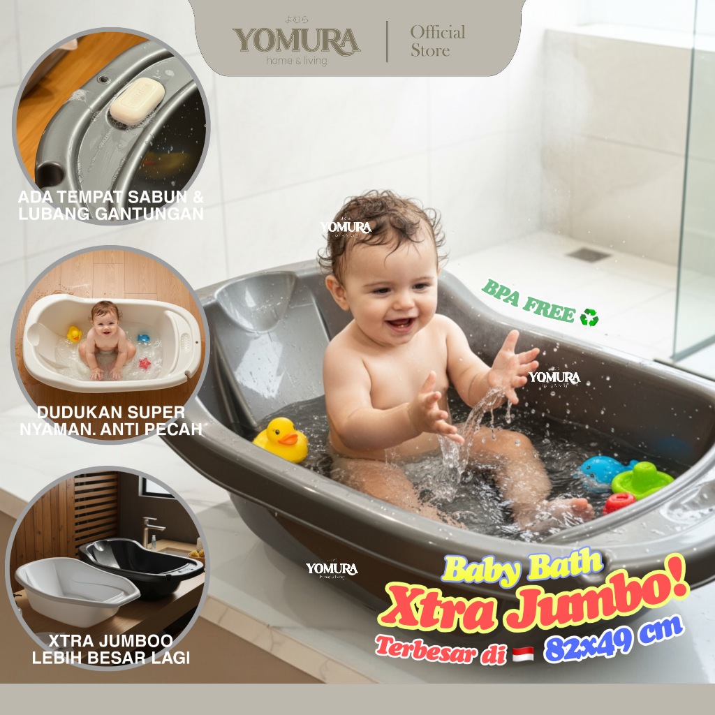 YOMURA Baby Bath Bak Mandi Bayi XTRA JUMBO SUPER 82x49 cm BPA Free/ Baby Bathup Besar/ Tempat Mandi 
