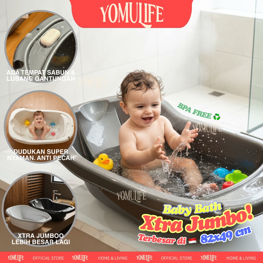 YOMULIFE Baby Bath Bak Mandi Bayi XTRA JUMBO SUPER 82x49 cm BPA Free/ Baby Bathup Besar/ Tempat Mand