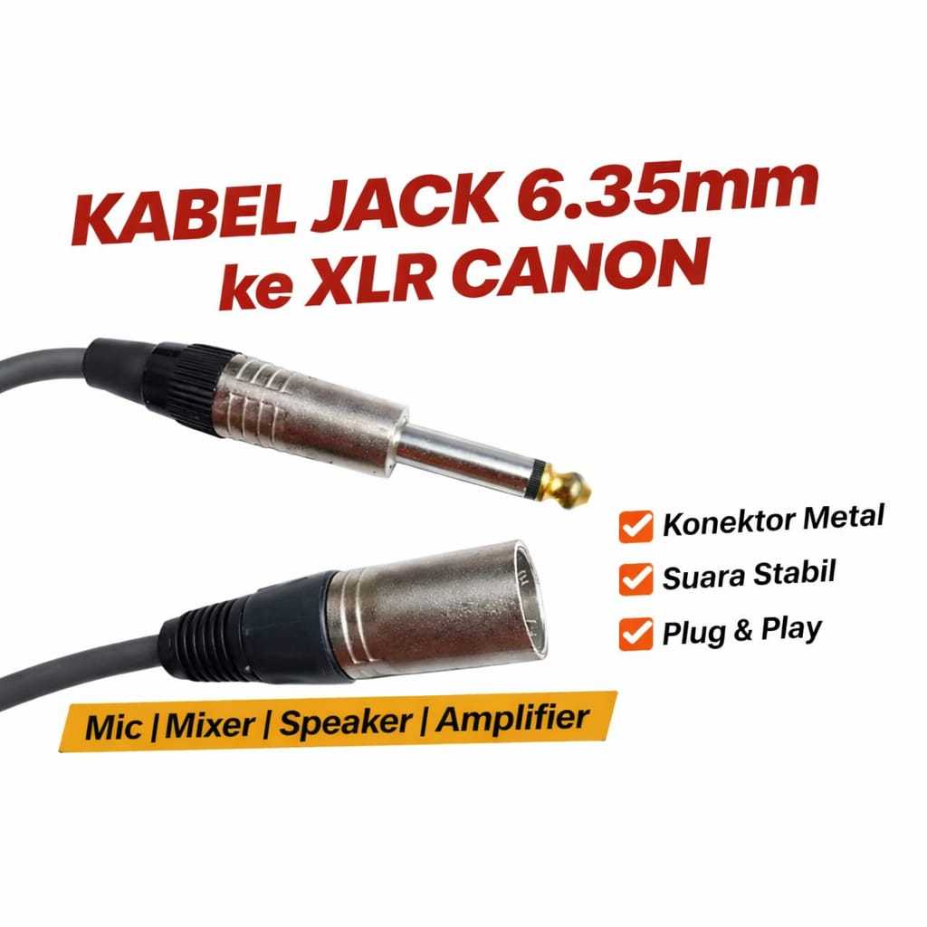 Kabel Jack 6.35mm Male ke XLR Female | Converter Audio Mic Speaker Mixer Amplifier | Kabel Jack Besa