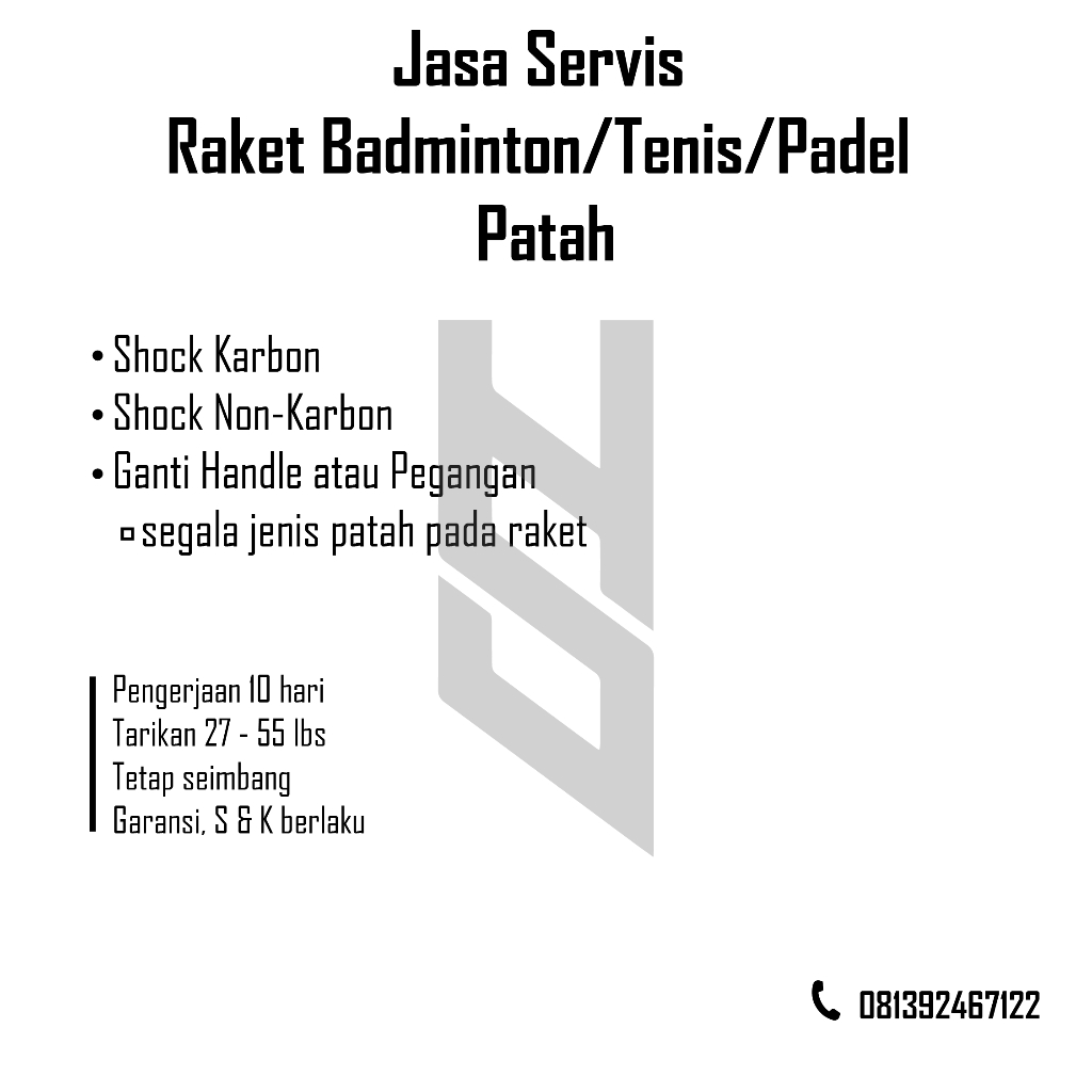 Servis Raket Badminton/Tenis/Padel Patah Bahan karbon & Non-Karbon
