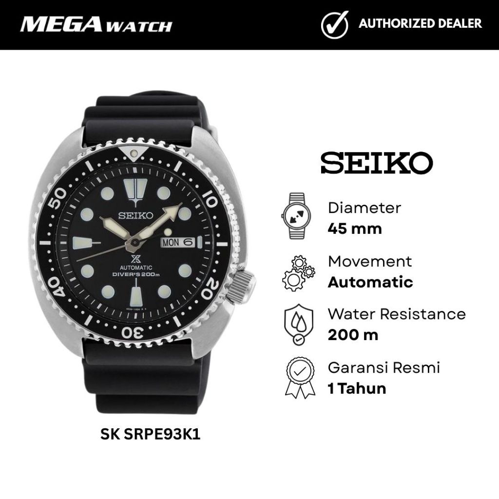 Jam Tangan SEIKO Prospex Pria SK SRPE93K1 Turtle Automatic Divers