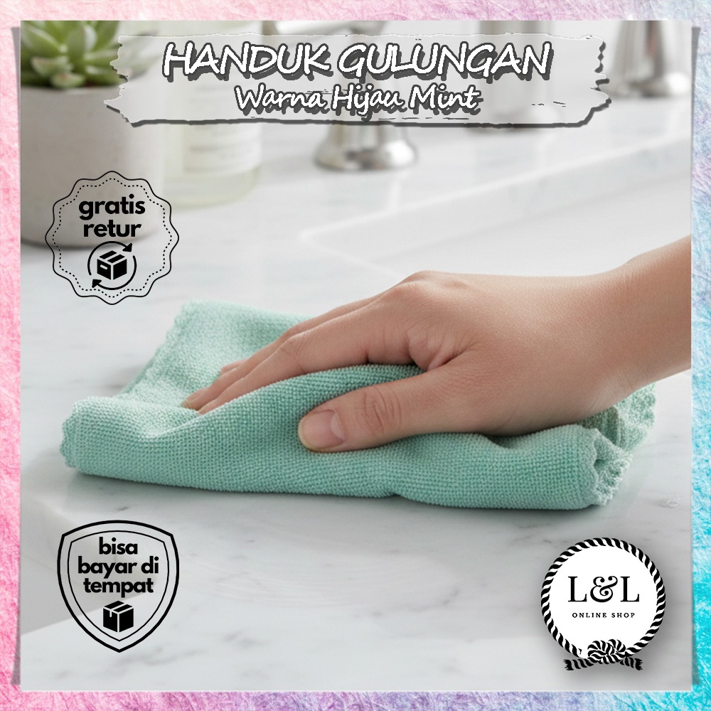Lap Microfiber Gulung Lap Microfiber Penyerap Air Lap Pembersih Serbaguna Handuk Lap Dapur Tebal Pen