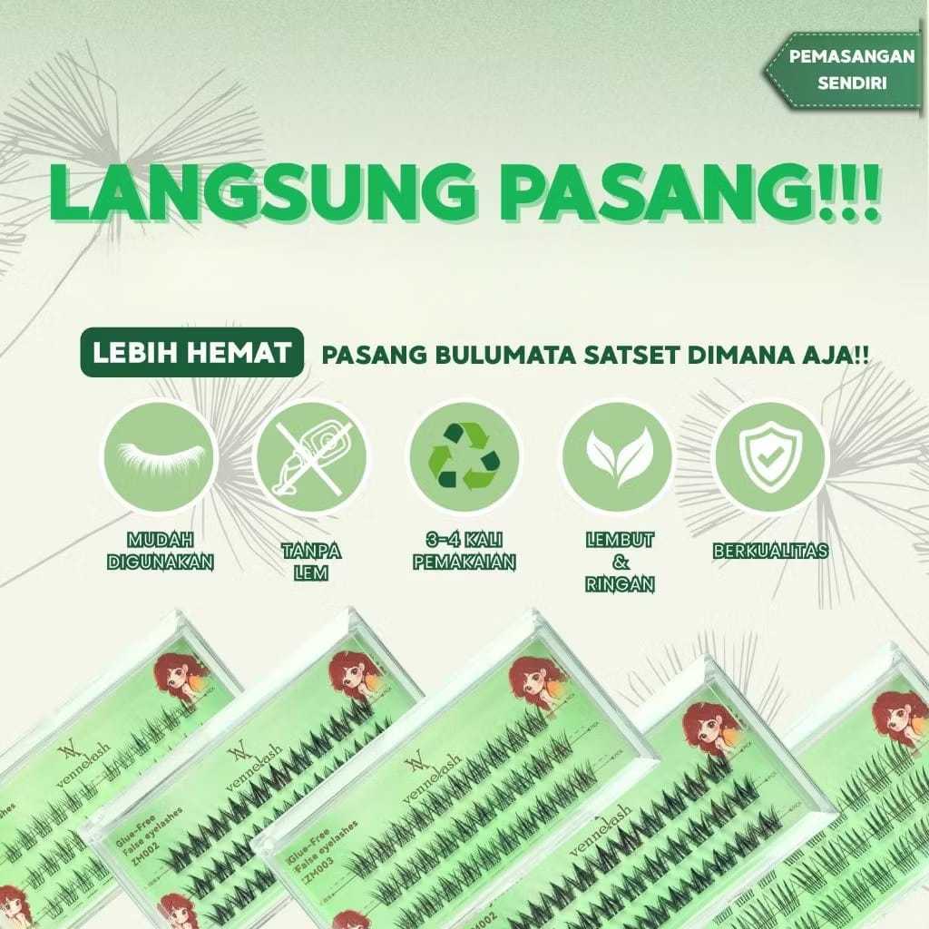 LANGSUNG TEMPEL - VENNELASH Bulumata tanpa lem langsung tempel halus, lembut , ringan di mata tahan 