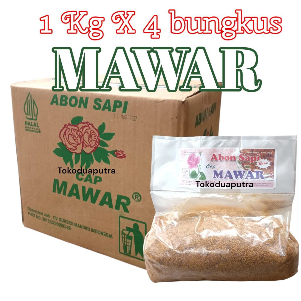 Abon Sapi Mawar 1 Kg X 4 Bungkus / Abon Sapi Mawar 1 Kg / Abon Kiloan Mawar 1 Kg