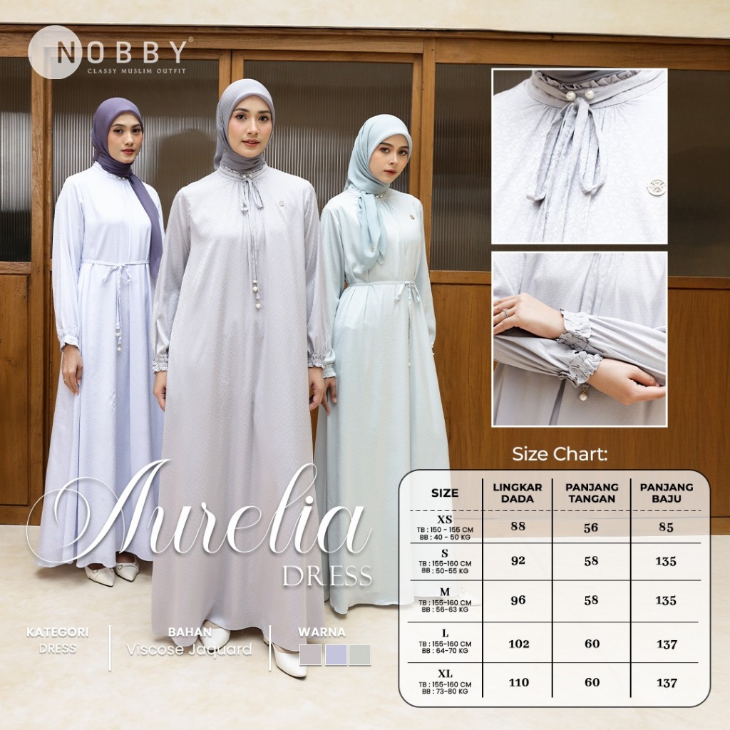 Nobby Gamis Wanita Aurelia Elegan Mewah Terbaru