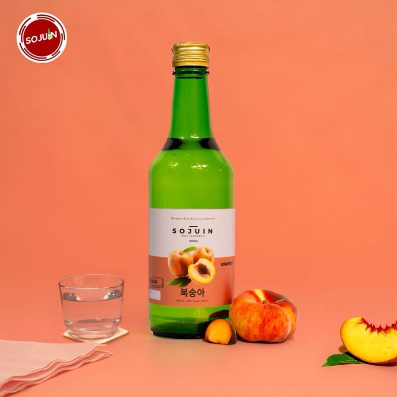 Soju Halal Sojuin Sparkling Water rasa Peach Soju Non Alkohol Alkohol Free Gratis Gelas Sloki