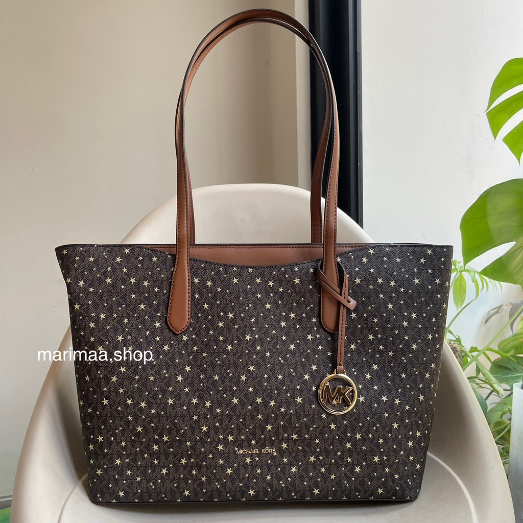 Tas tote arden large mk signature logo brown bag