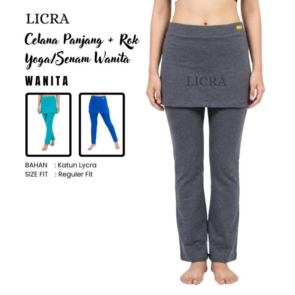 LICRA Celana Yoga / Senam Aerobic + Rok Wanita Remaja Dewasa LY008
